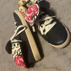 Coach Dark Denim Sneakers Hi Top With Logo inside foldable Size 9 Women’s